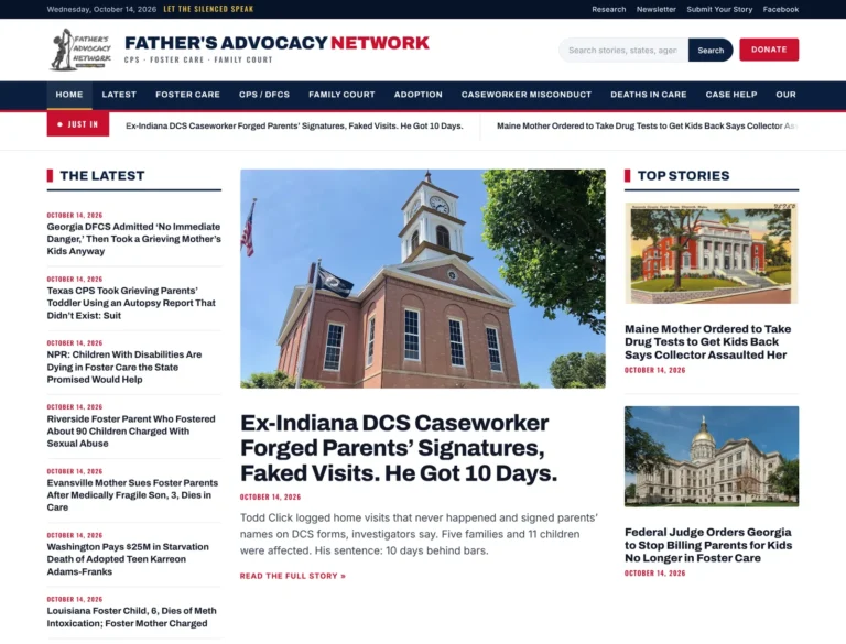 Father's Advocacy Network news site homepage